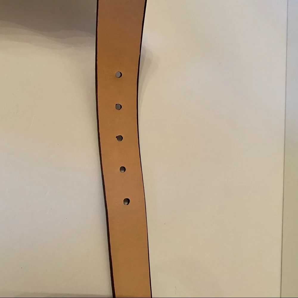 BRAVE LEATHER NEW BELT BROWN CREAM EMBOSSED LEATHER SNAKESKIN LOOK CANADA Size S